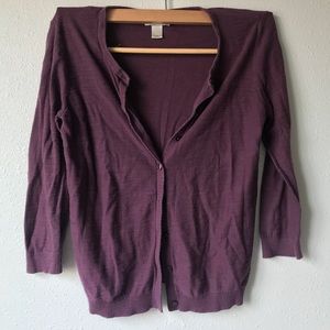 Loft 1/2 sleeve plum cardigan